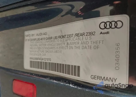 2018 Audi A4 2.0T Tech Ultra Premium/2.0T Ultra Premium z USA, uszkodzony, nr VIN WAULMAF40JA121010